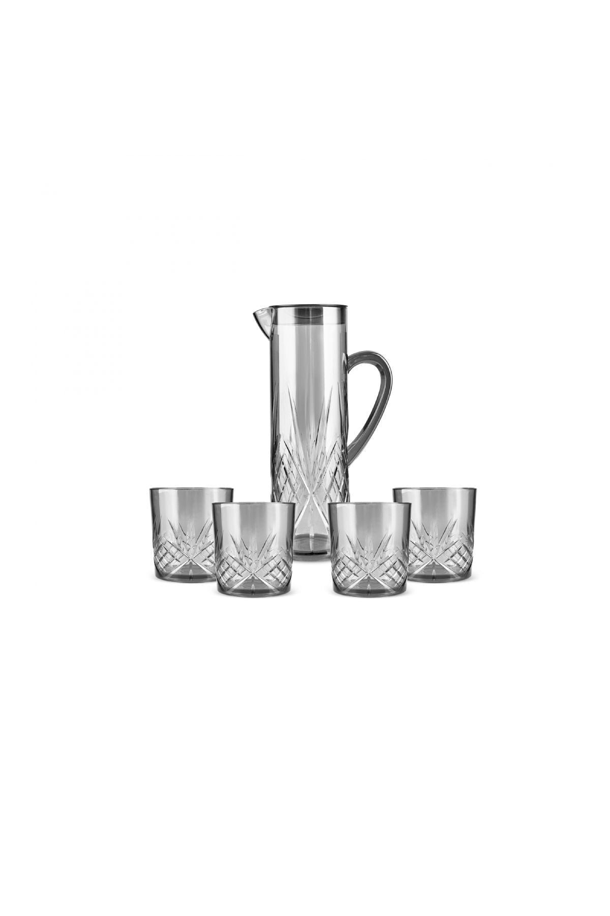 Foret Acrylic Unbreakable 5 Piece Pitcher Set Anthracite 1.5 lt