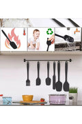 Drongo Heat Resistant Fireproof Non-stick Silicone Spatula Set 6 Pieces Black