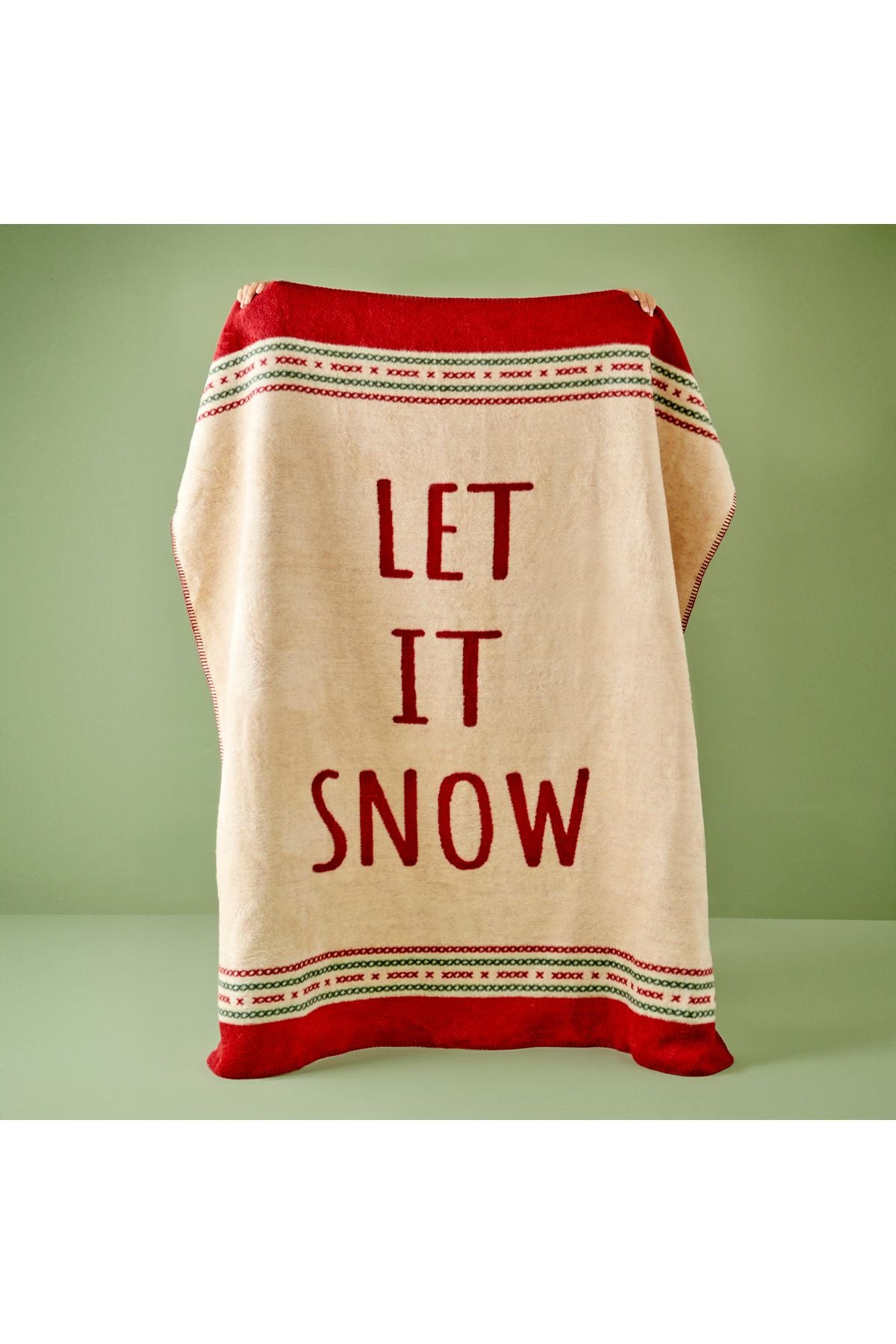 Let It Snow Cotton TV Blanket Red-Green (130x170 cm)