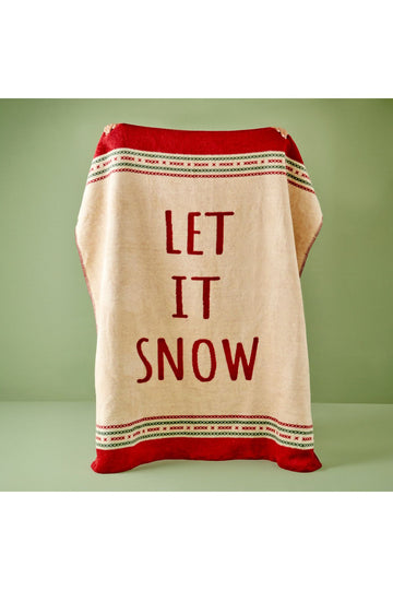 Let It Snow Cotton TV Blanket Red-Green (130x170 cm)