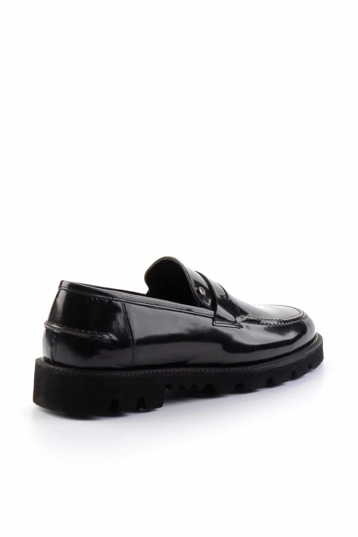 Bambi - Black Open Genuine Leather Mens Loafer Shoes E01798103114