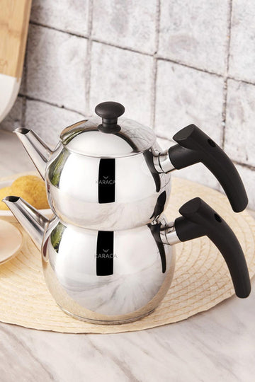 Adelya Mini Size Black Teapot Set with Induction Base