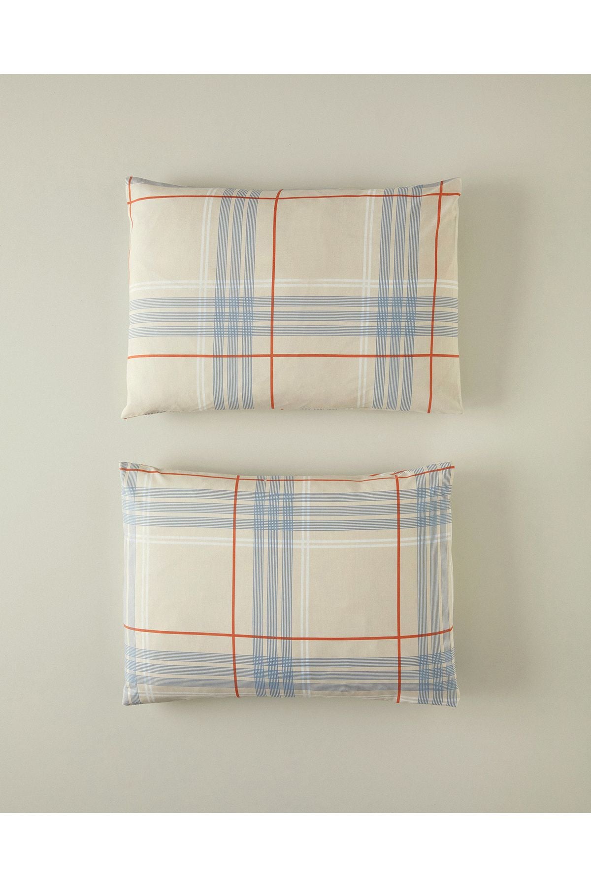 Natural Plaid 2-Piece Pillowcase Beige