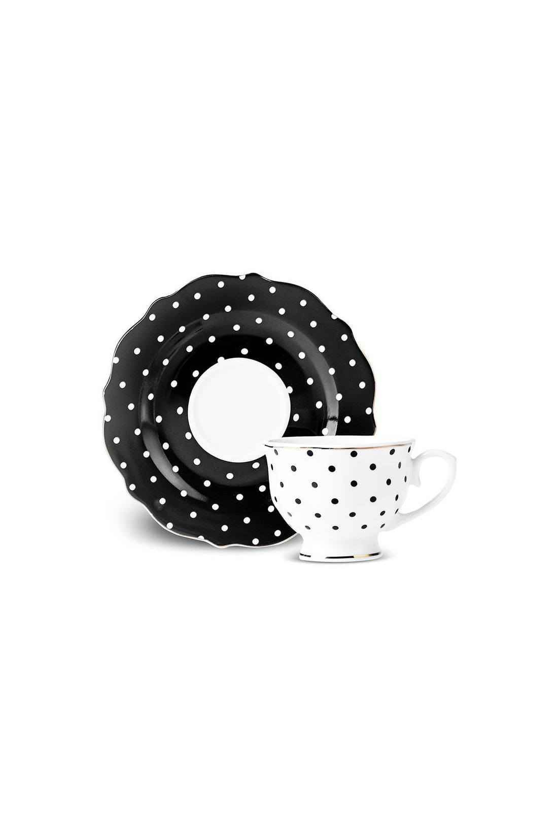 New Romantic Polka Dot Tea Cup 220 ml Black