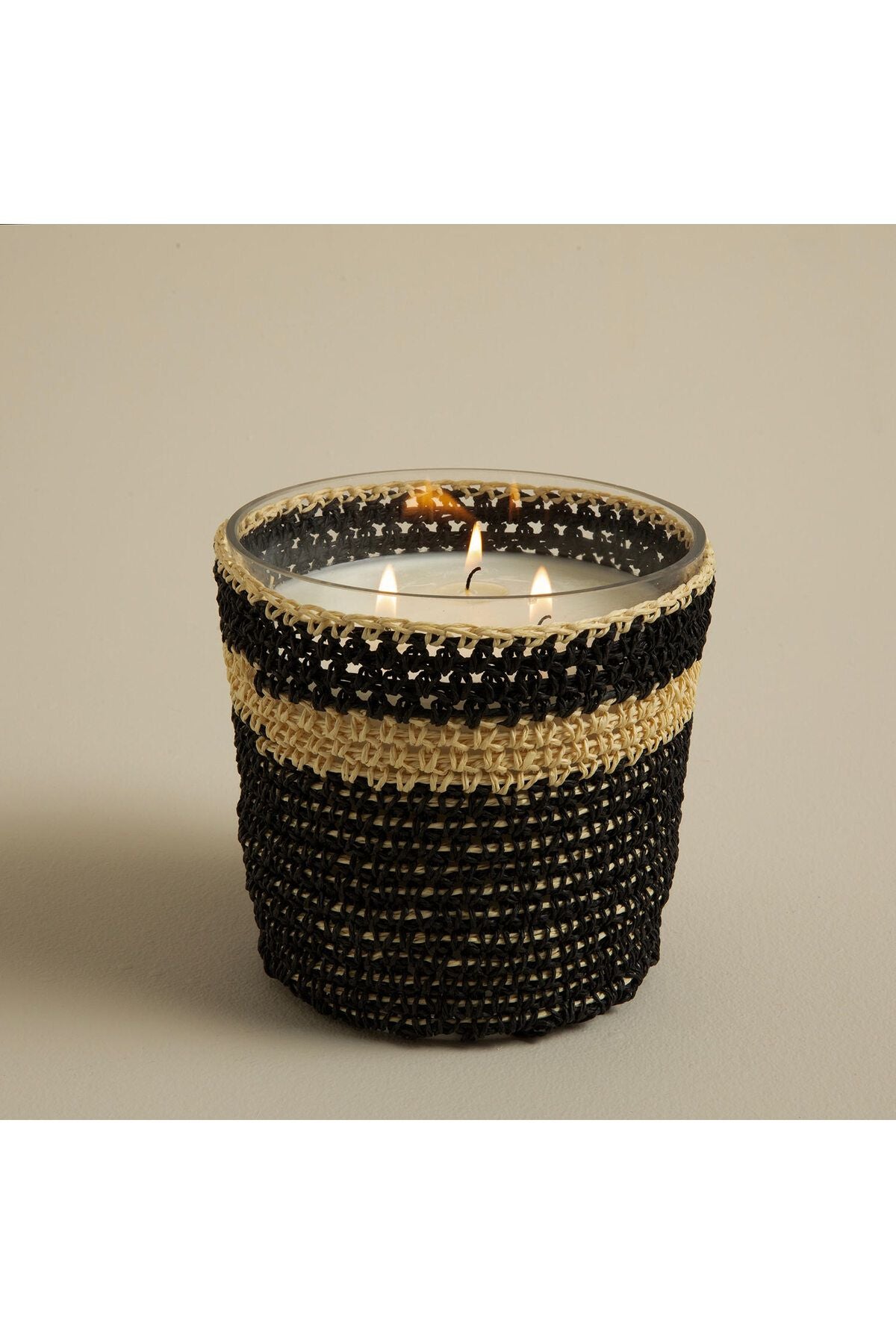 Boho Black&White Crochet Scented Candle 12x13 cm Black