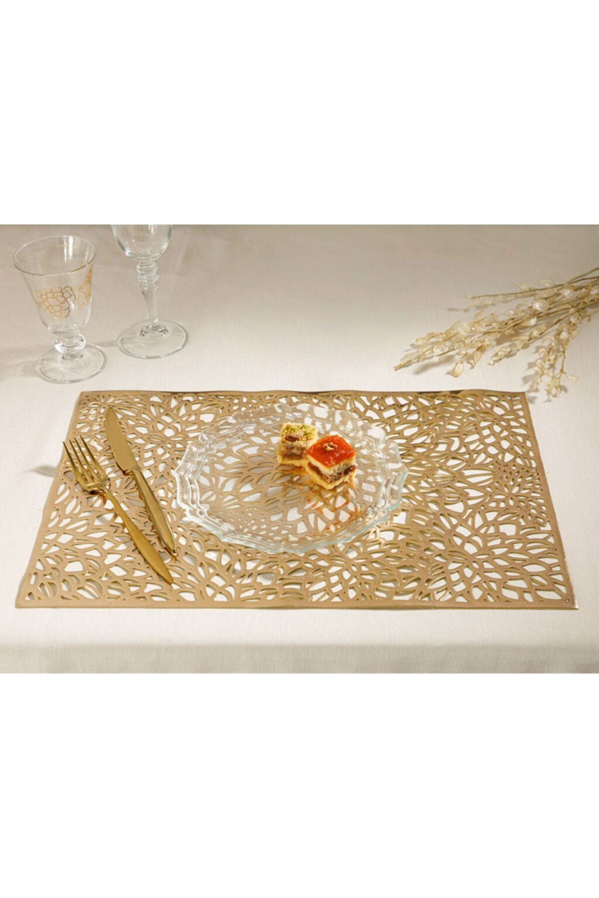 Blanca Pvc 2-Piece Kitchen American Tableware 45x30 Cm Gold