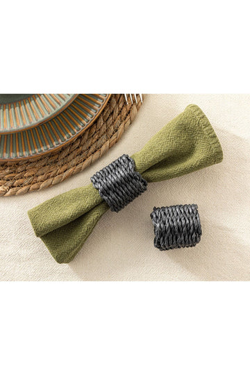 Knitwear Rafya 2 Piece Napkin Ring 5 Cm Black