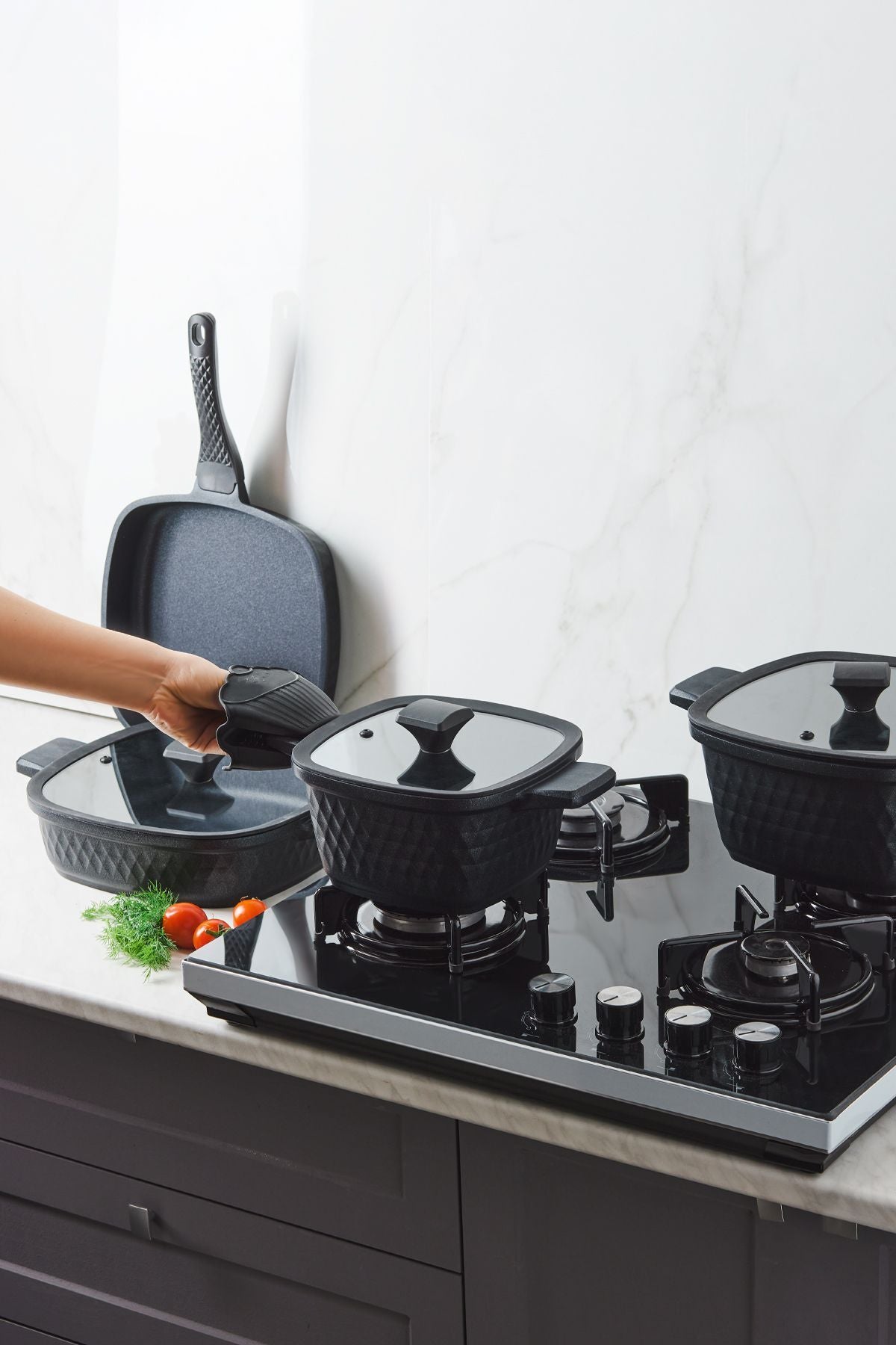 Biodiamond Casting Square 7 Piece Cookware Set