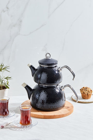 Crystal Black Enamel Midi Teapot Set