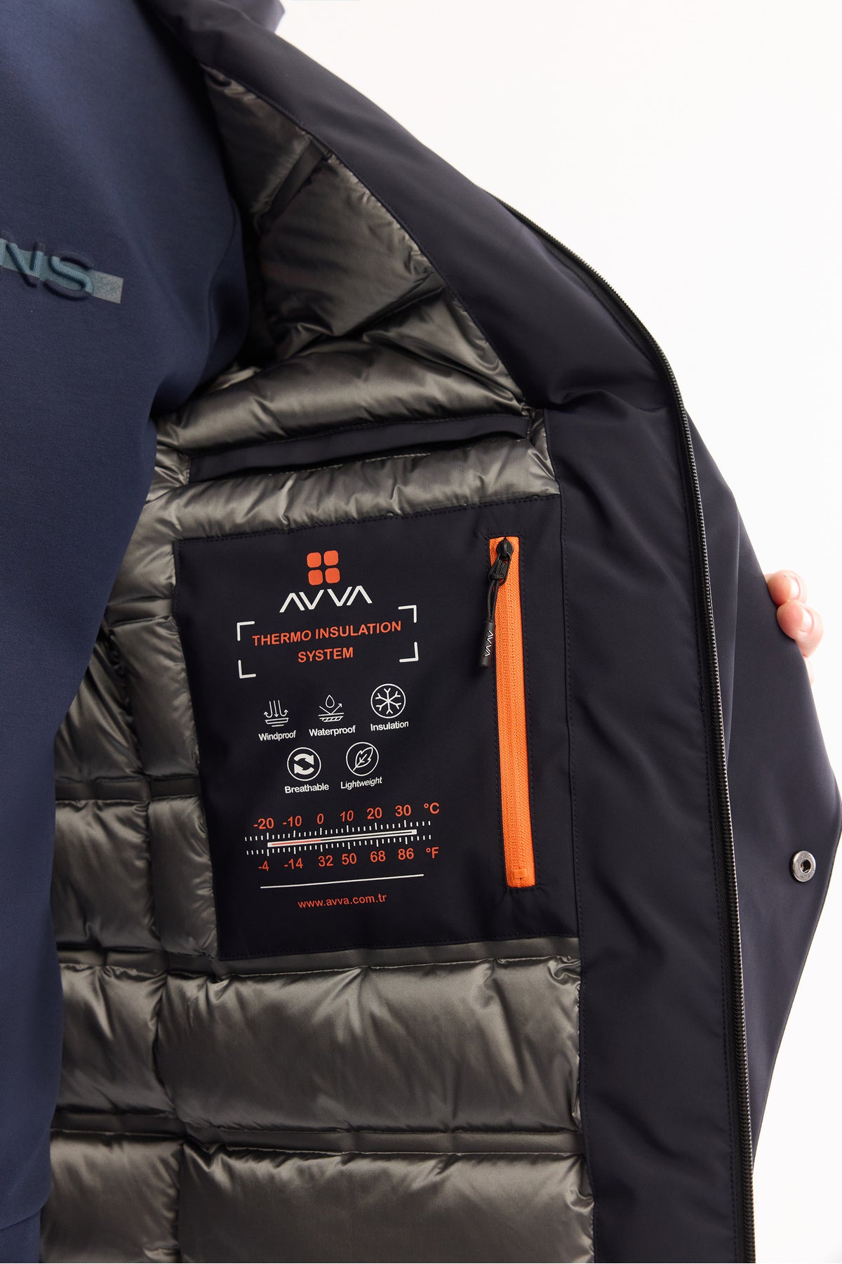 Erkek Lacivert Kapüşonlu Su İtici Rüzgar Geçirme -7°C Dayanıklı Regular Fit Mont A52Y6126