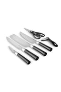 Black Force 6-Piece Kitchen Knife Set with Row