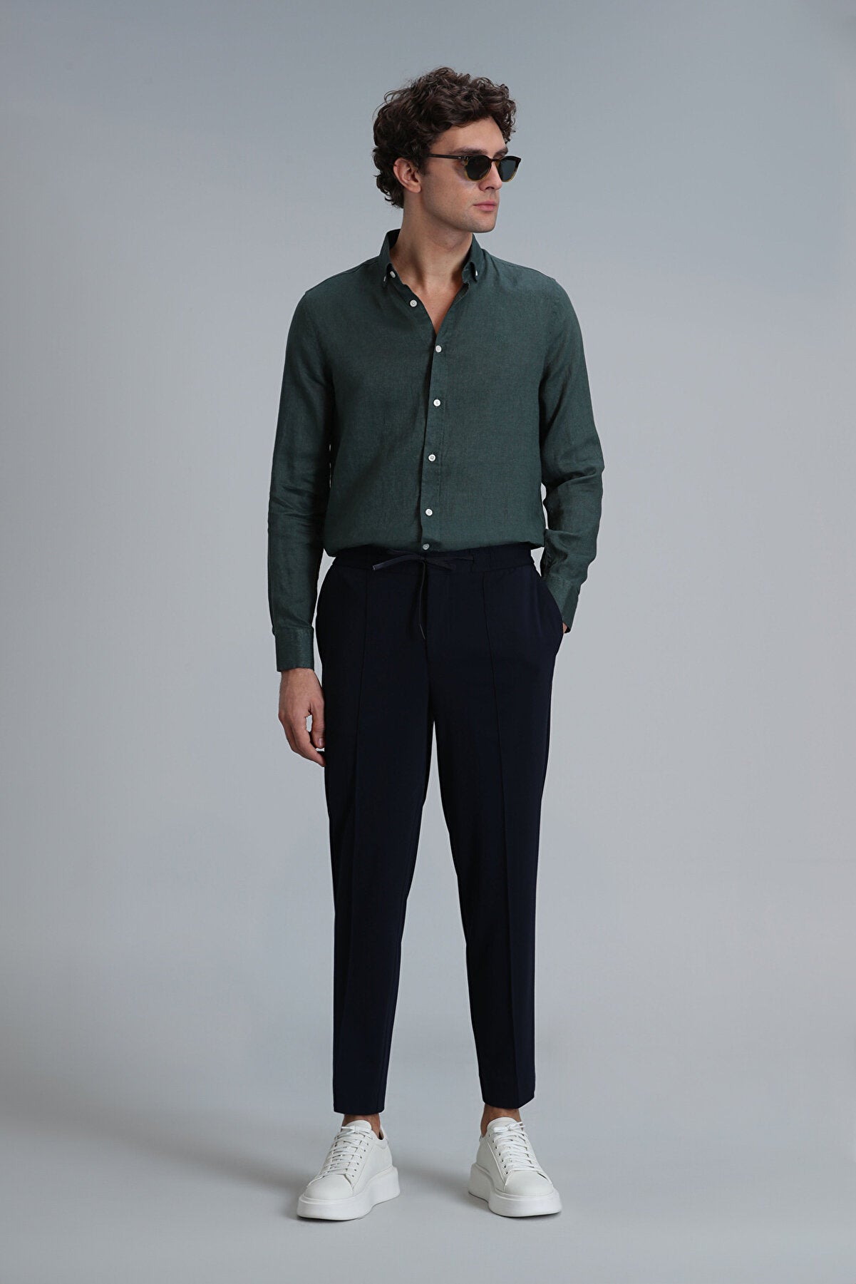 Pitaya Erkek Keten Gömlek Comfort Fit Yeşil