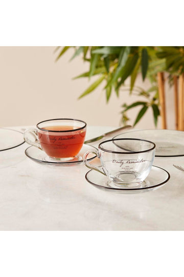 Daily Reminder Tea Cup Set of 2 Black (240 CC)