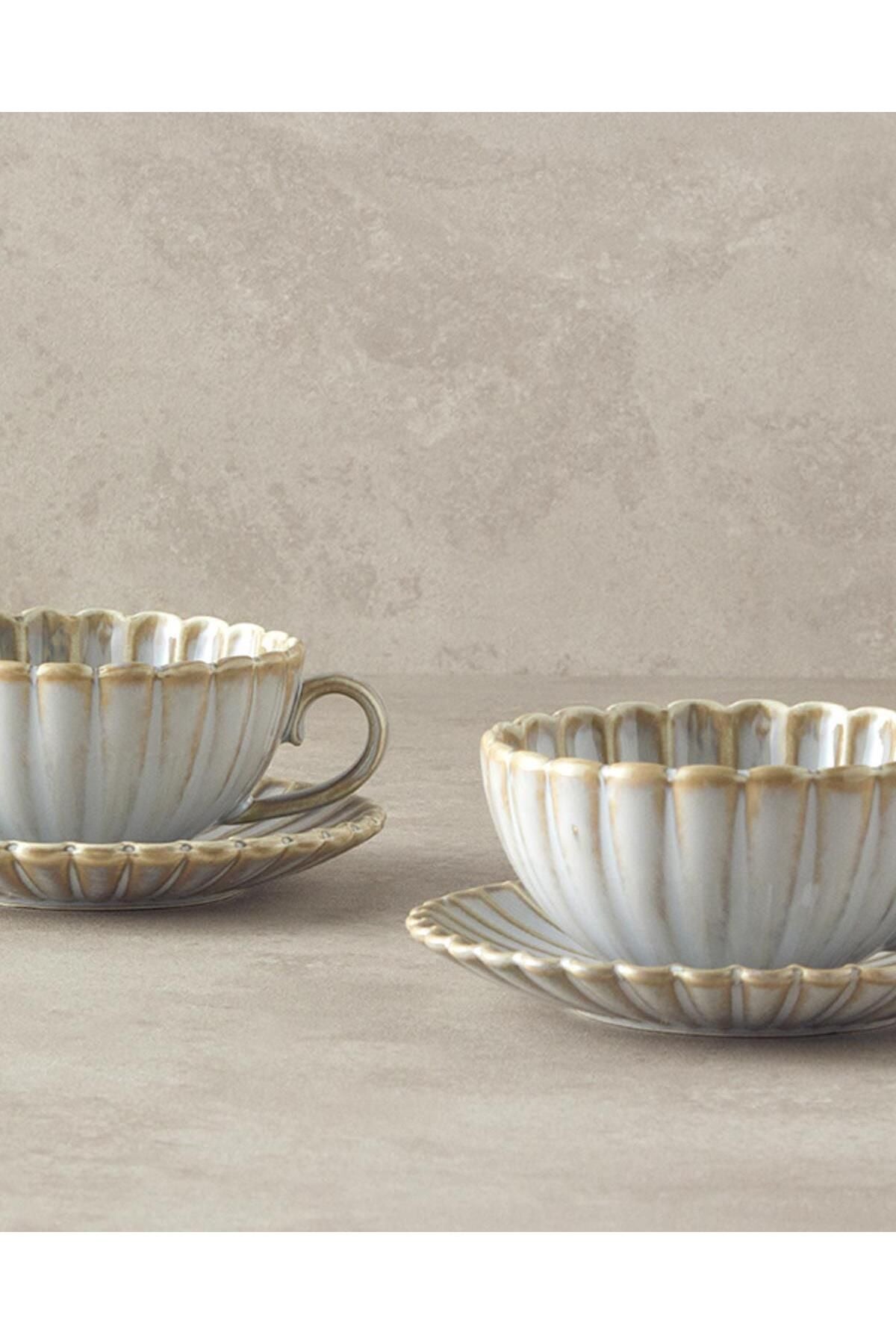 Fiore New Bone China 4 Piece 2 Seater Tea Cup Set Grey