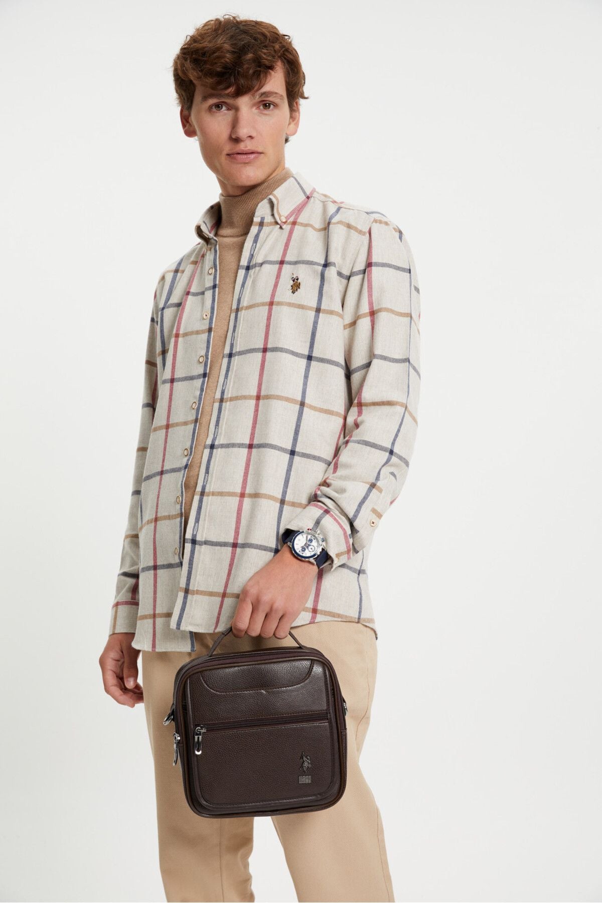 U.s Polo Assn 6760 Men's Handbag Shoulder Bag Cross Bag Brown