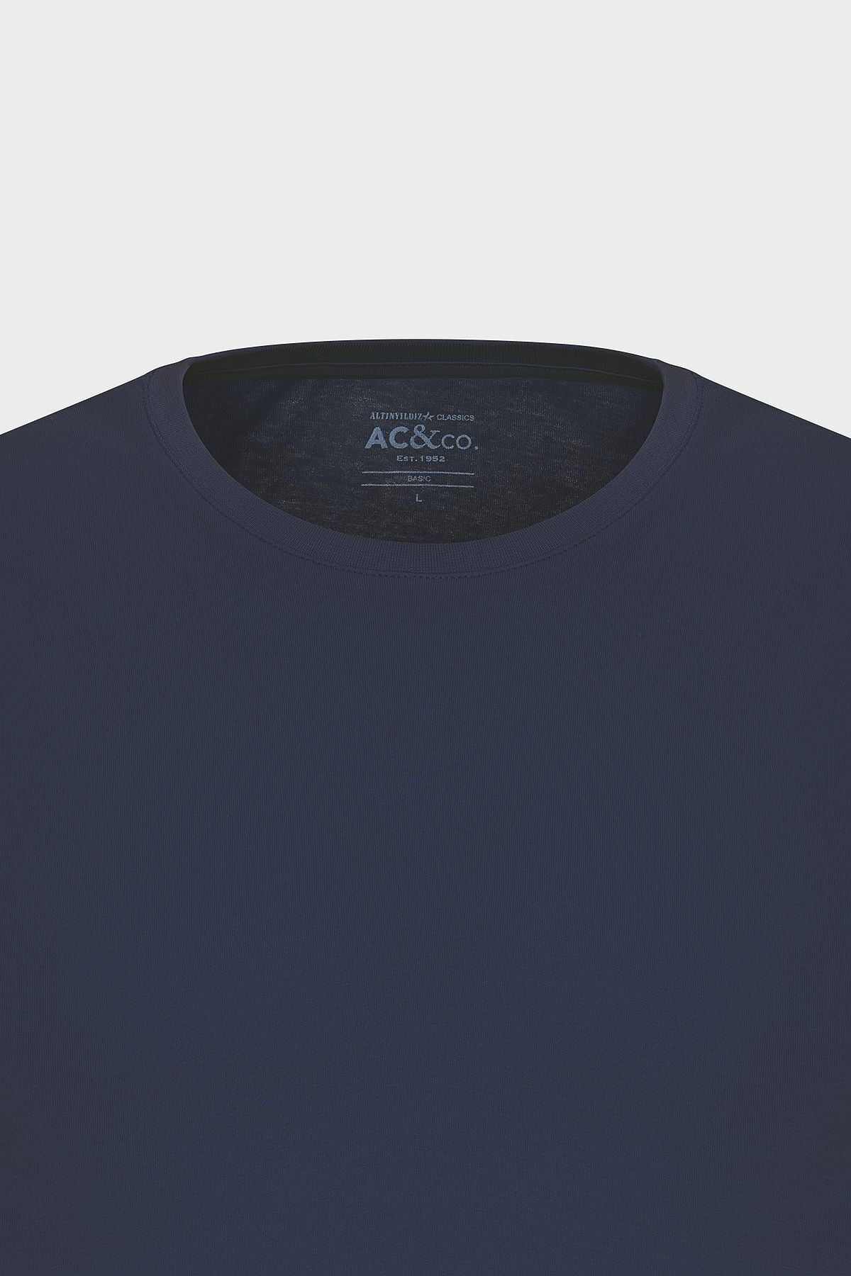 Men's Navy Blue 100% Cotton Slim Fit Slim Fit Crew Neck Basic T-Shirt