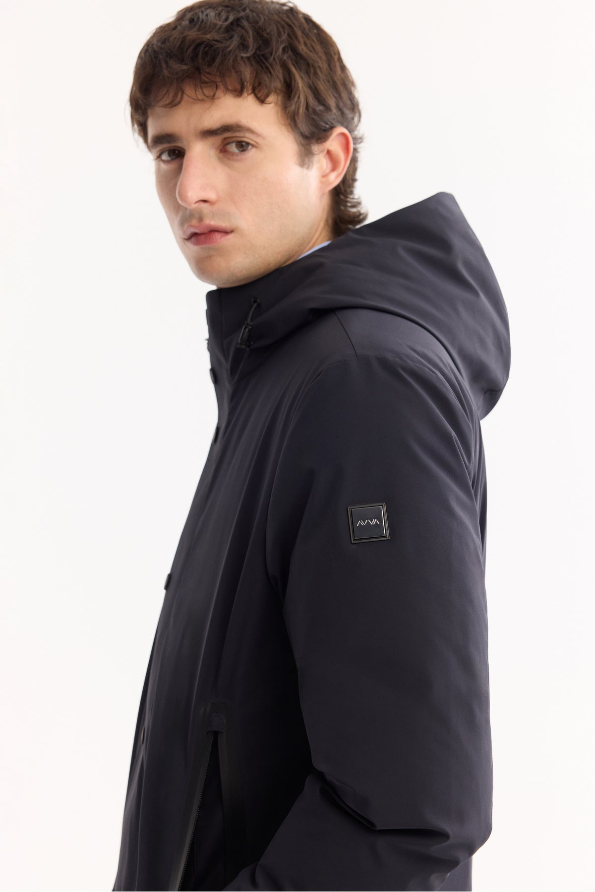 Erkek Lacivert Kapüşonlu Su İtici Rüzgar Geçirme -7°C Dayanıklı Regular Fit Mont A52Y6126