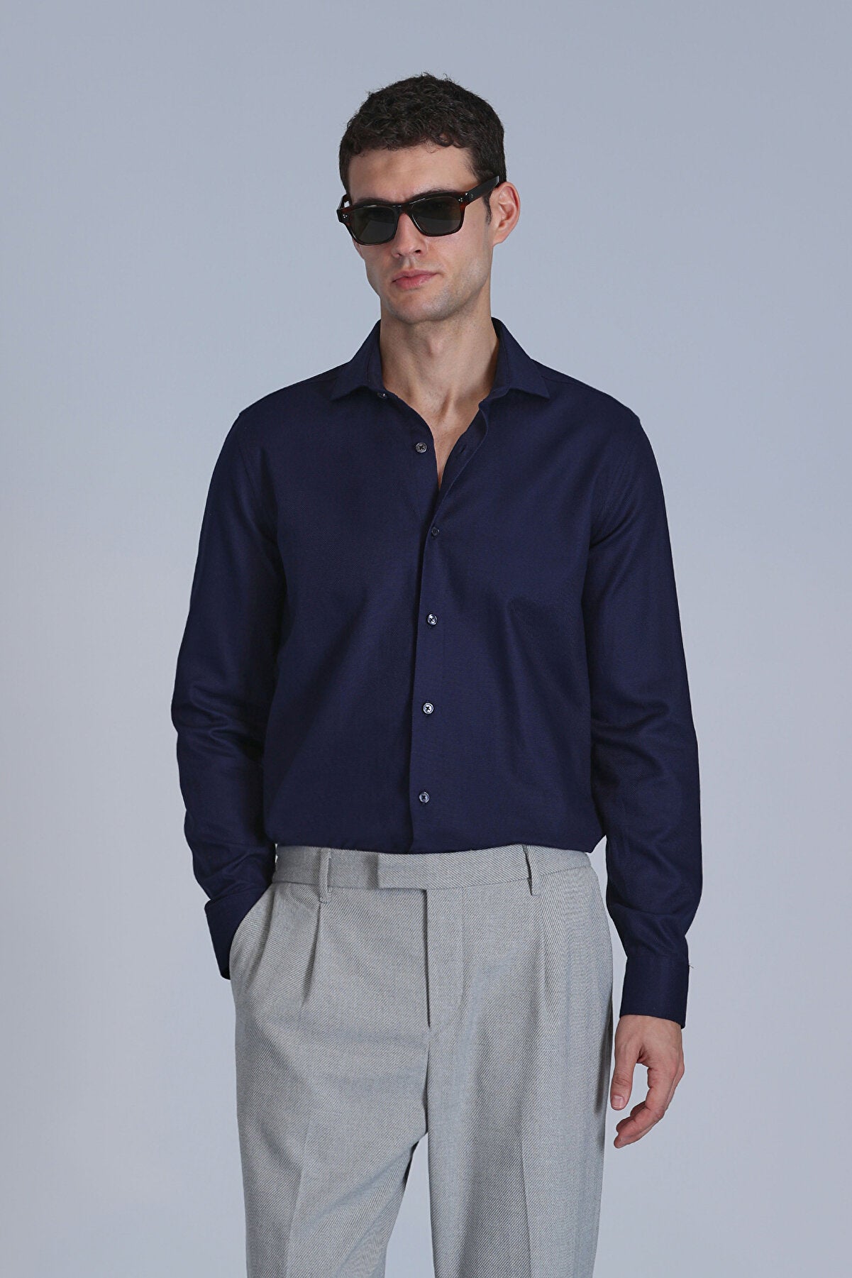 Wonder Erkek Basic Gömlek Comfort Fit Lacivert