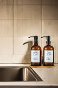 Lotion 2 Pcs White Kitchen Liquid Soap Dispenser Set 500ml+500ml With Bamboo Tray