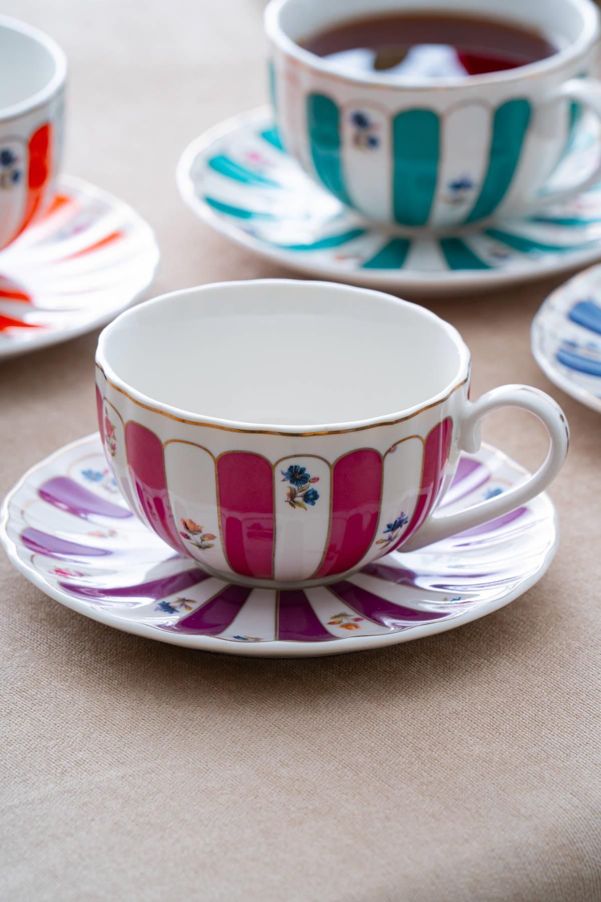 Marlowe Colored Tea Cup Set for 6 Persons - 220 ml