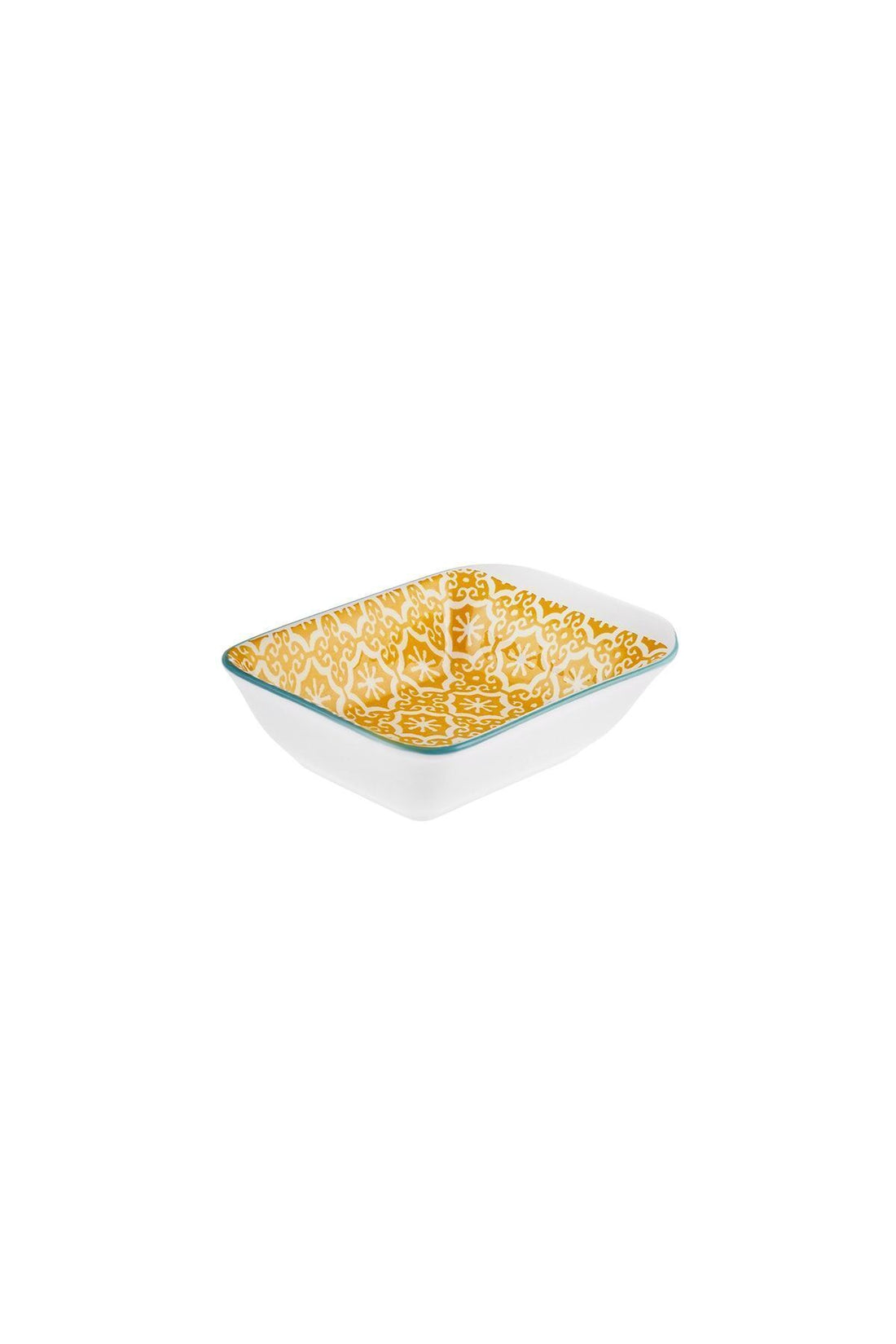 Floral Yellow Rectangle Snack/Sauce Tray 10 Cm