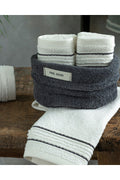 Quadro Cotton 4-Pack Hand Towel Set Anthracite-Ecru