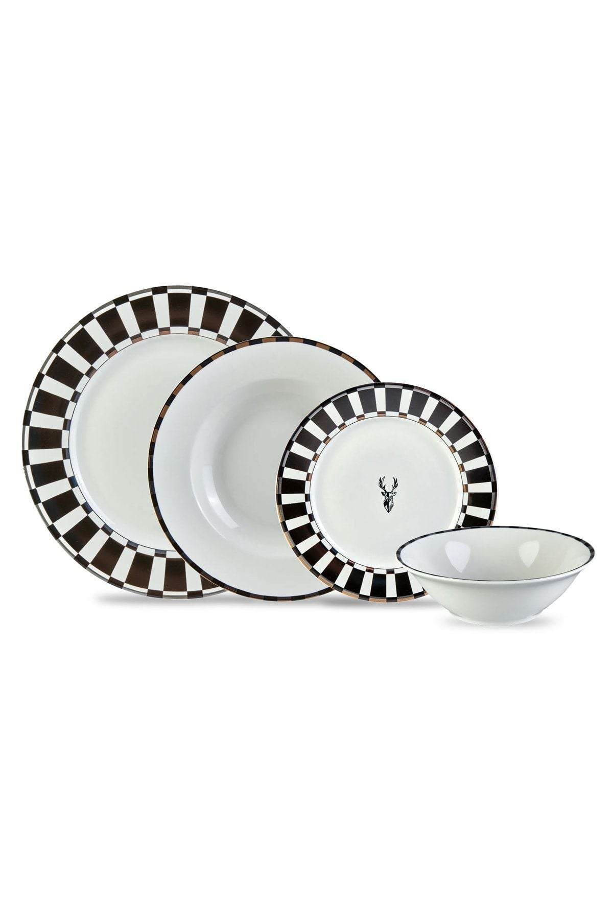 Aries Black 24 Pieces 6 Seater Porcelain Dinner Set