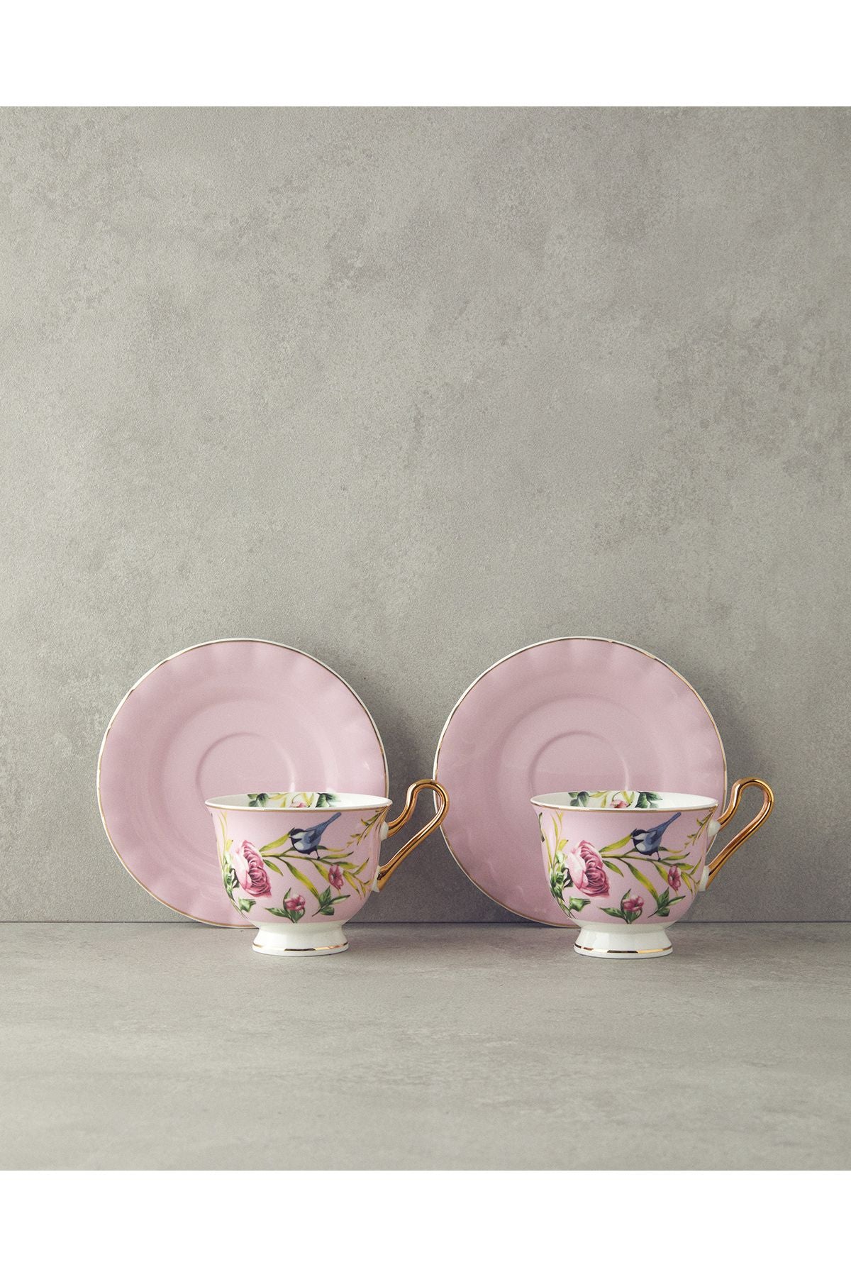 Vanilla New Bone China 4 Piece 2 Seater Tea Cup Set Light Pink