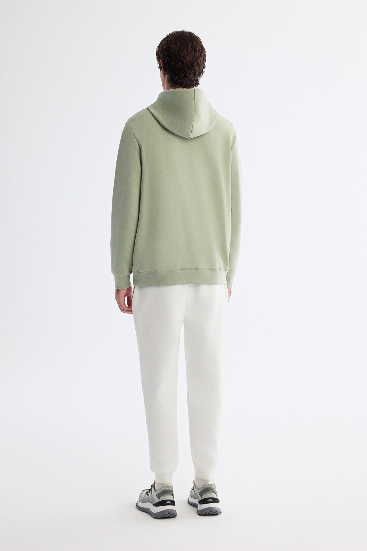 Erkek Mint Yeşil Kapüşonlu Pamuklu Baskılı Elastan Regular Fit Sweatshirt A42Y1321