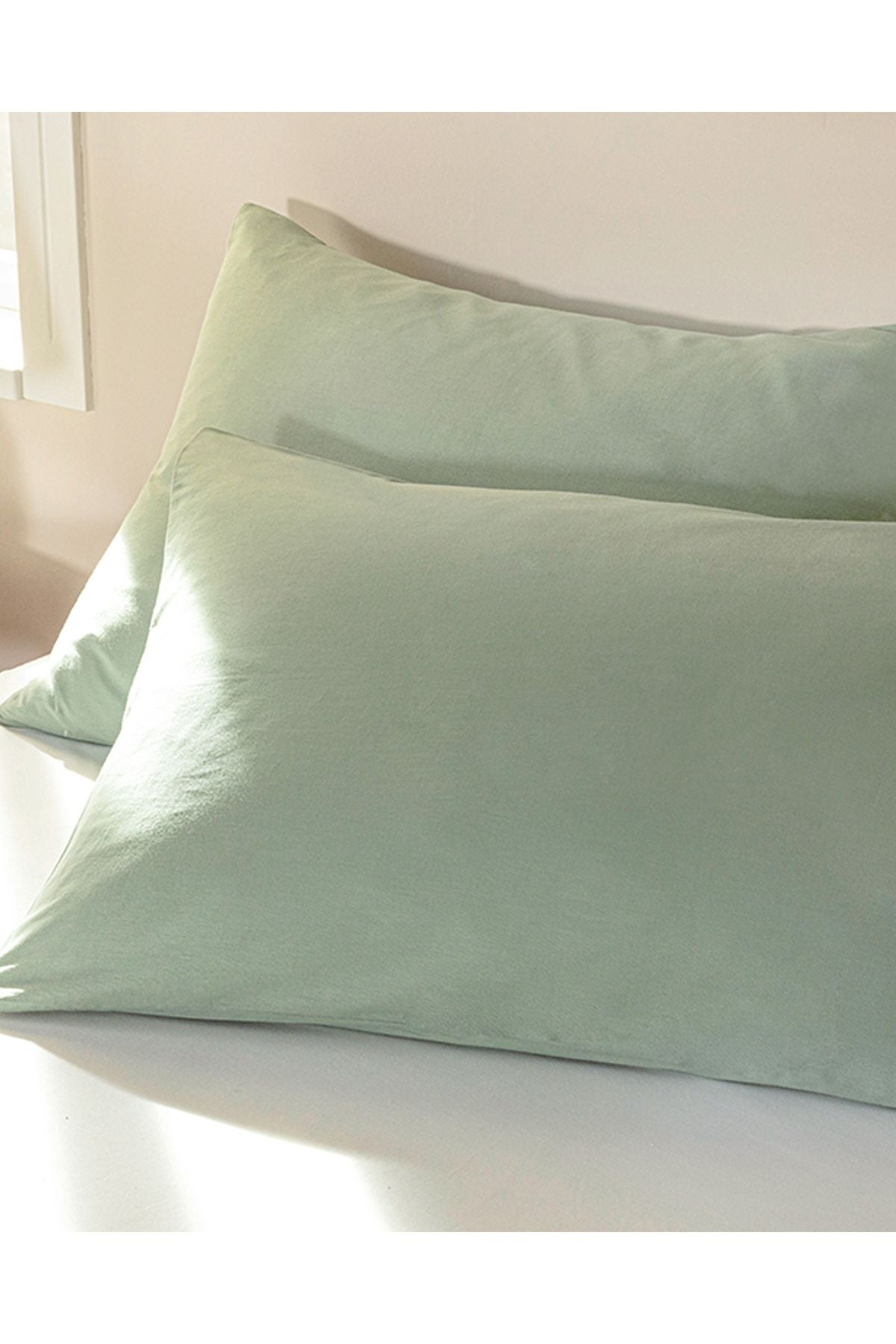 Plain Cotton 2-Piece Pillowcase Cagla Green