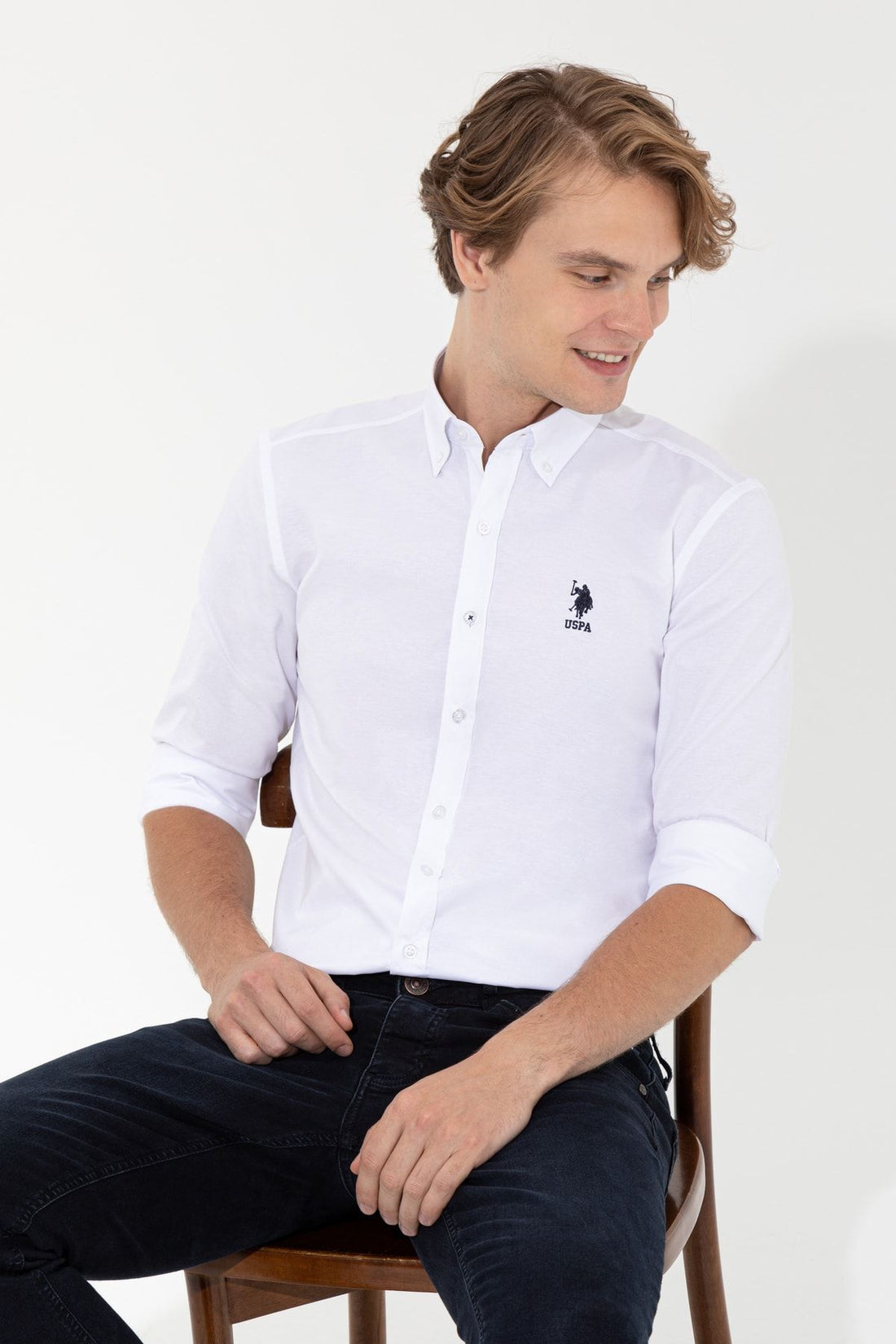 U.S. Polo Assn. Men's Woven Regular Fit White Shirt