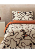 Abstract Art Digital Printed Soft Cotton Double Size Duvet Cover Set Beige