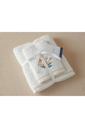 Sunflowers Cotton Embroidered Face Towel Set 50x80+30x45 Cm Ecru