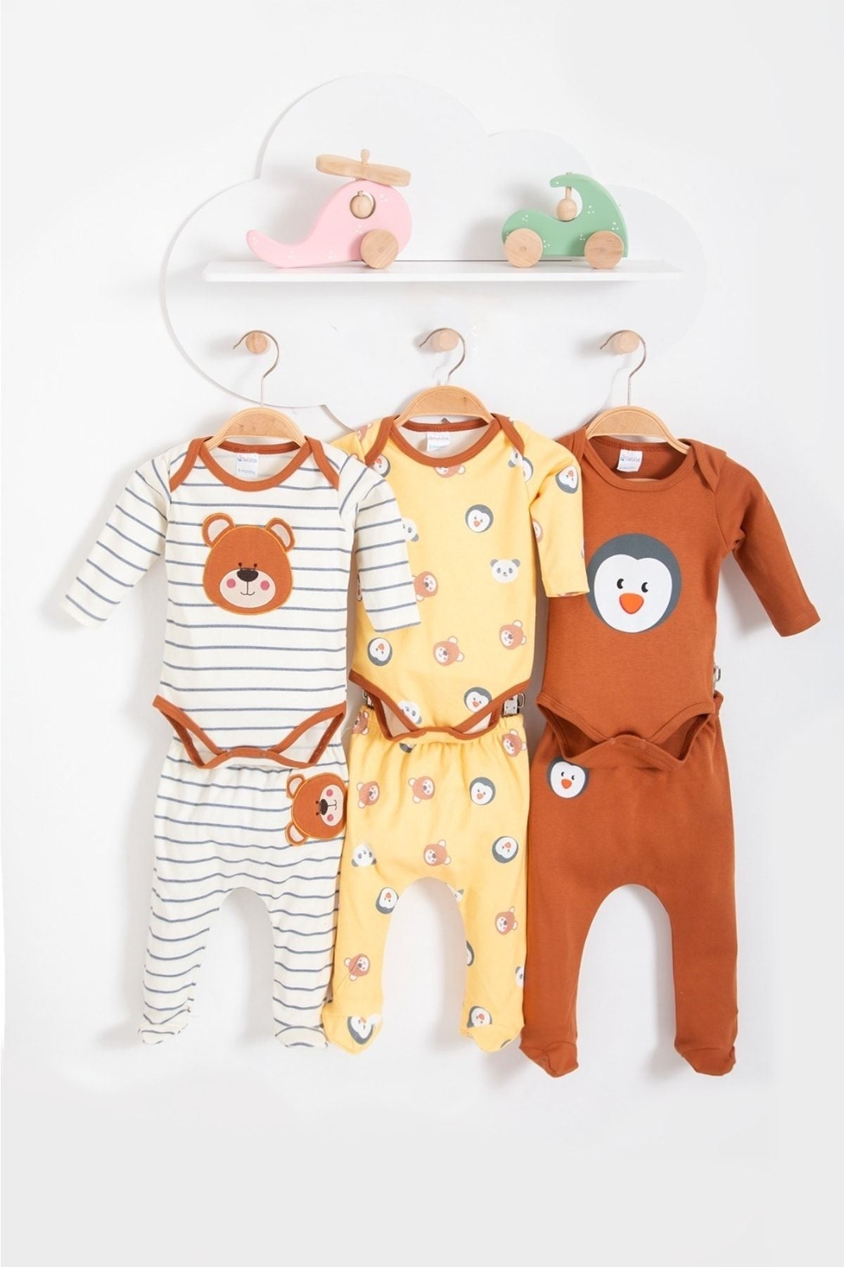 Cute Panda Pattern 6 Piece Baby Bottom Top Suit