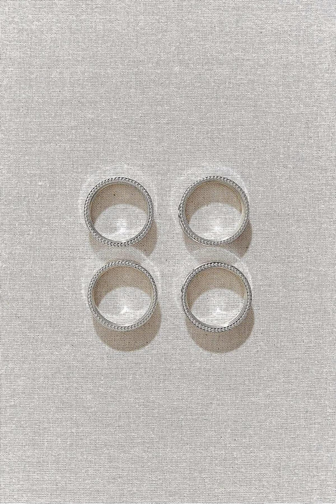 Round Napkin Ring Set of 4 Silver