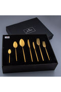 5900 Infinity 12 Seater 84 Piece Titanium Gold Fork Spoons Knife Set