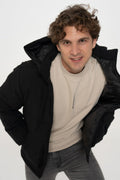 Men's Cappuccino Zipper Puffer Coat - Otto