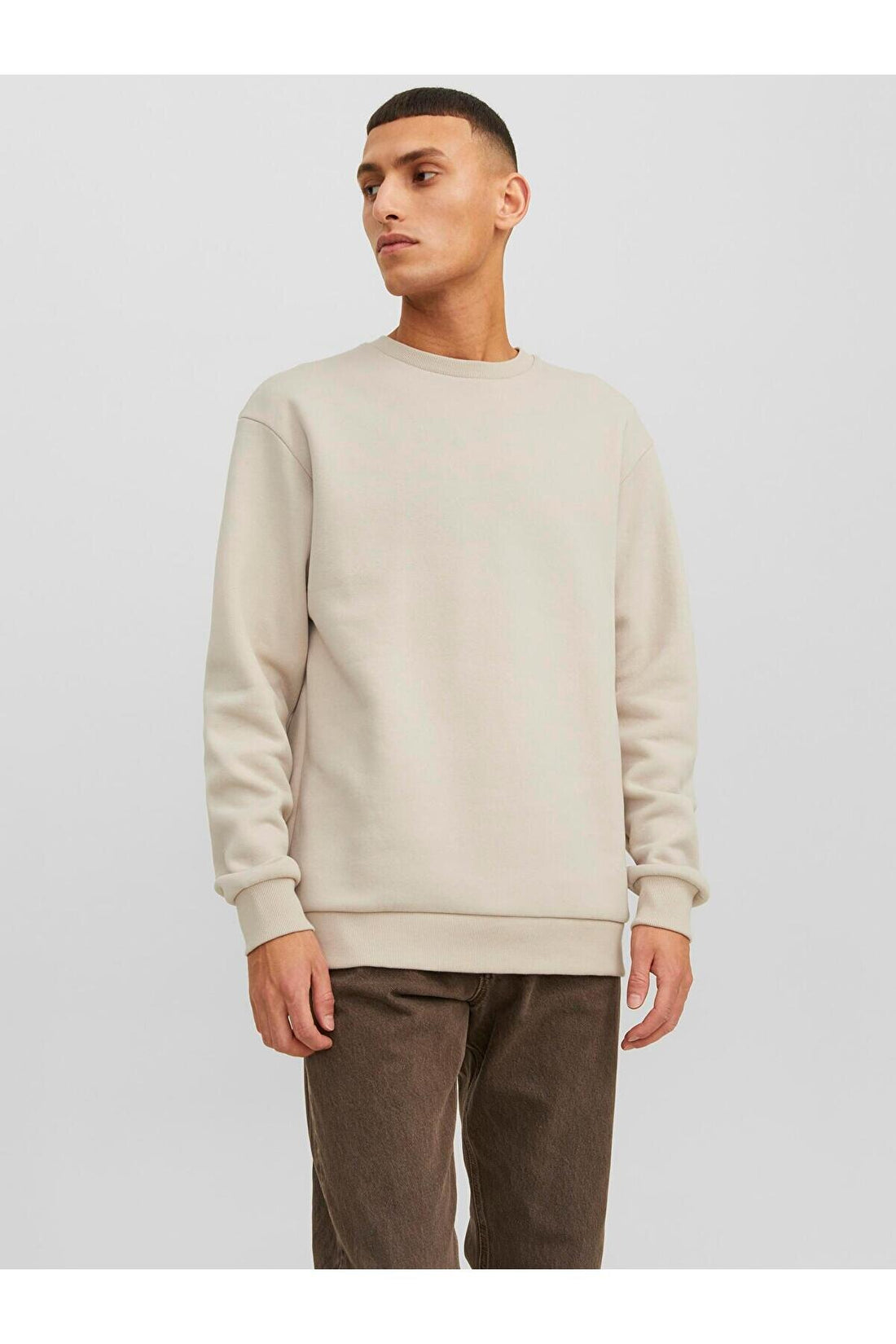 Men's Beige Jjebrady Sweat Crew Noos Sweatshirt 12249341-Moonbeam