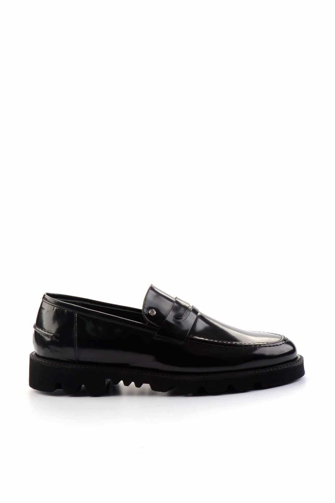 Bambi - Black Open Genuine Leather Mens Loafer Shoes E01798103114