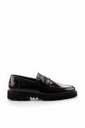 Bambi - Black Open Genuine Leather Mens Loafer Shoes E01798103114