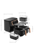 Air Pro Cook Duo Home Dinner XXXL 4+4 Litre Airfryer Black Cooper 8 Seater