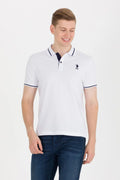 Men's White Polo Neck Basic T-shirt Slim Fit