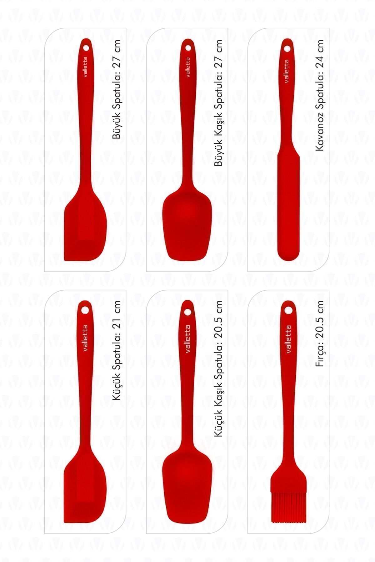 Drongo Heat Resistant Fireproof Non-stick Silicone Spatula Set 6 Pieces Red