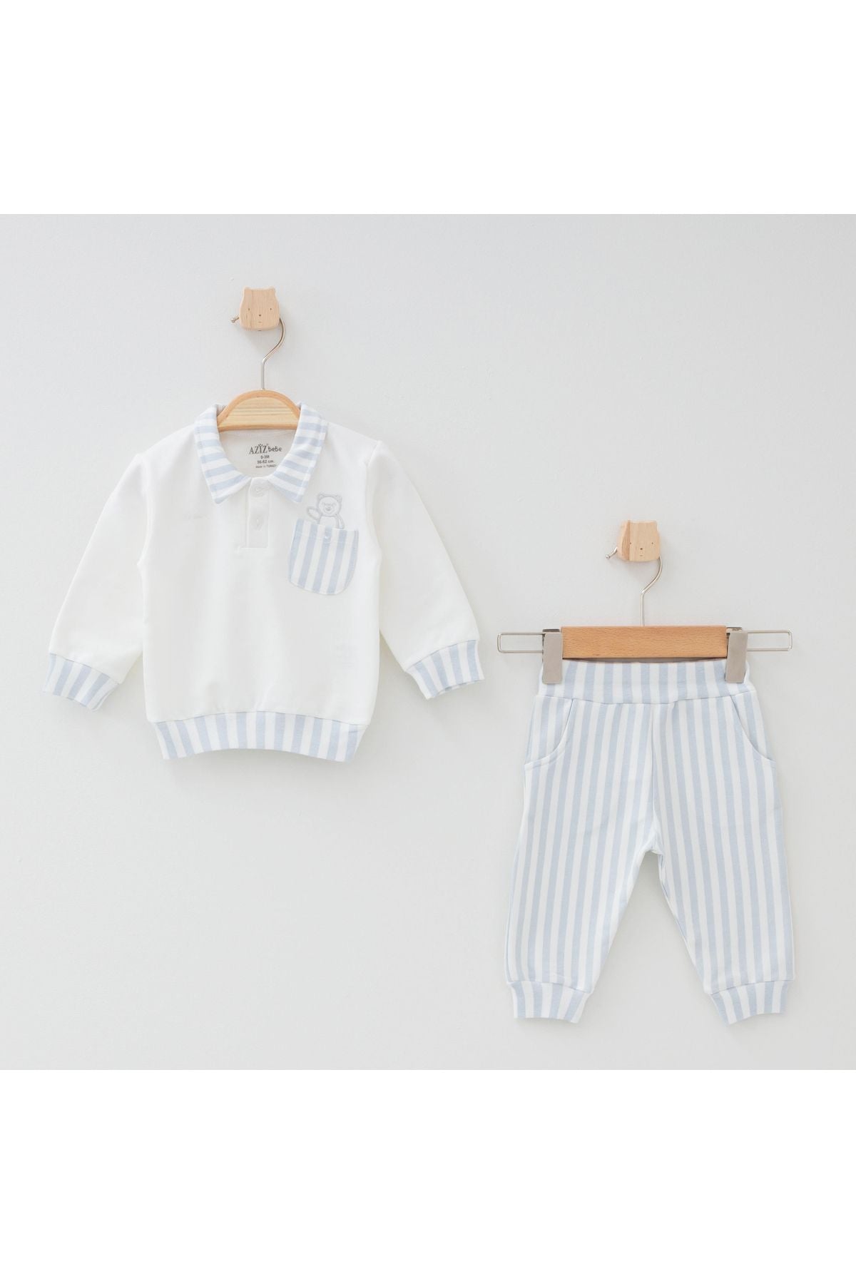 Cloud Bear Pattern 2-Piece Bottom Top Baby Set 3 Months - 36 Months