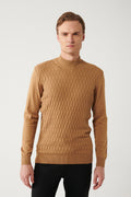Men's Camel Half Turtleneck Cotton Knitwear Sweater E005106