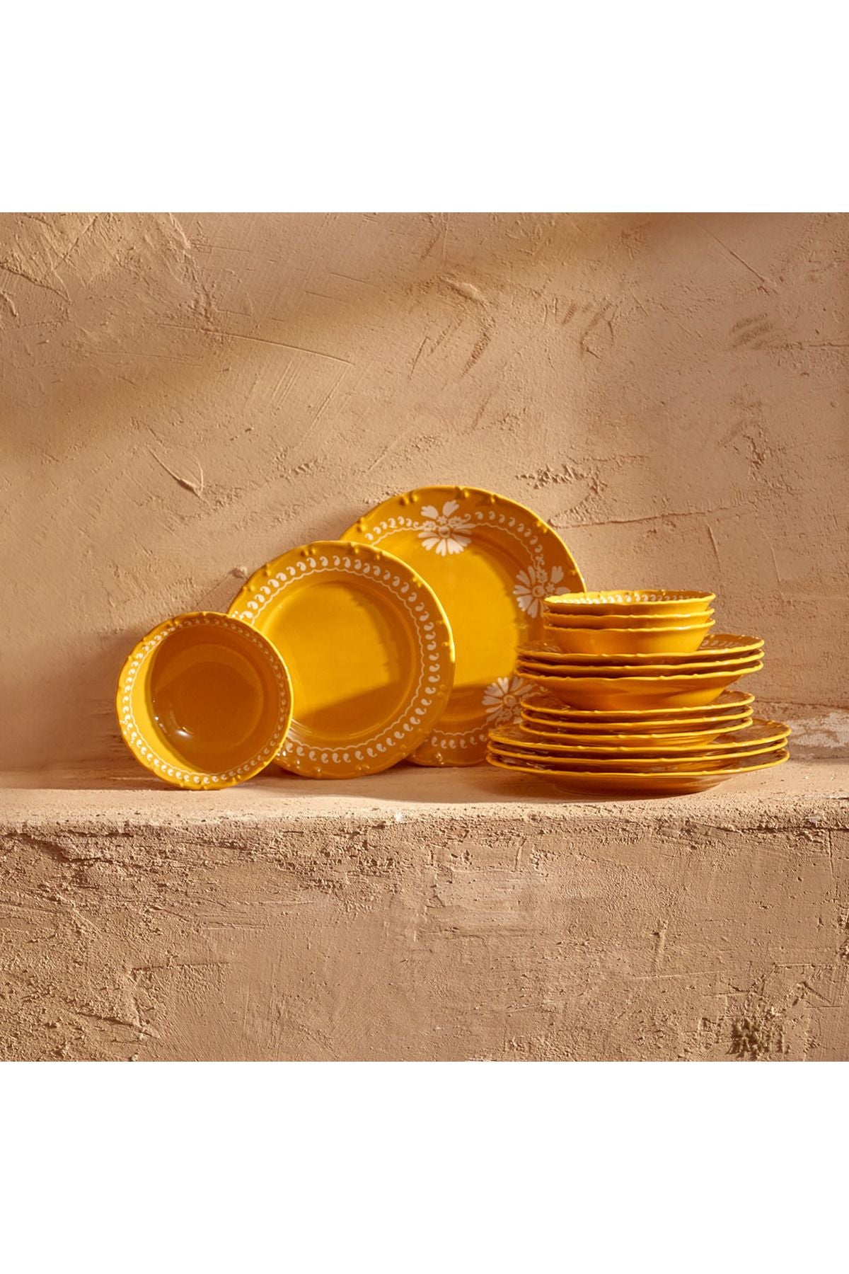 Indian 12 Piece Dinner Set Mustard