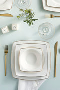 Square Bone Jamie 57 Pieces 12 Seater Dinner Set Gold