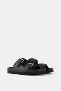 Flat strap sandals with LEATHER buckle