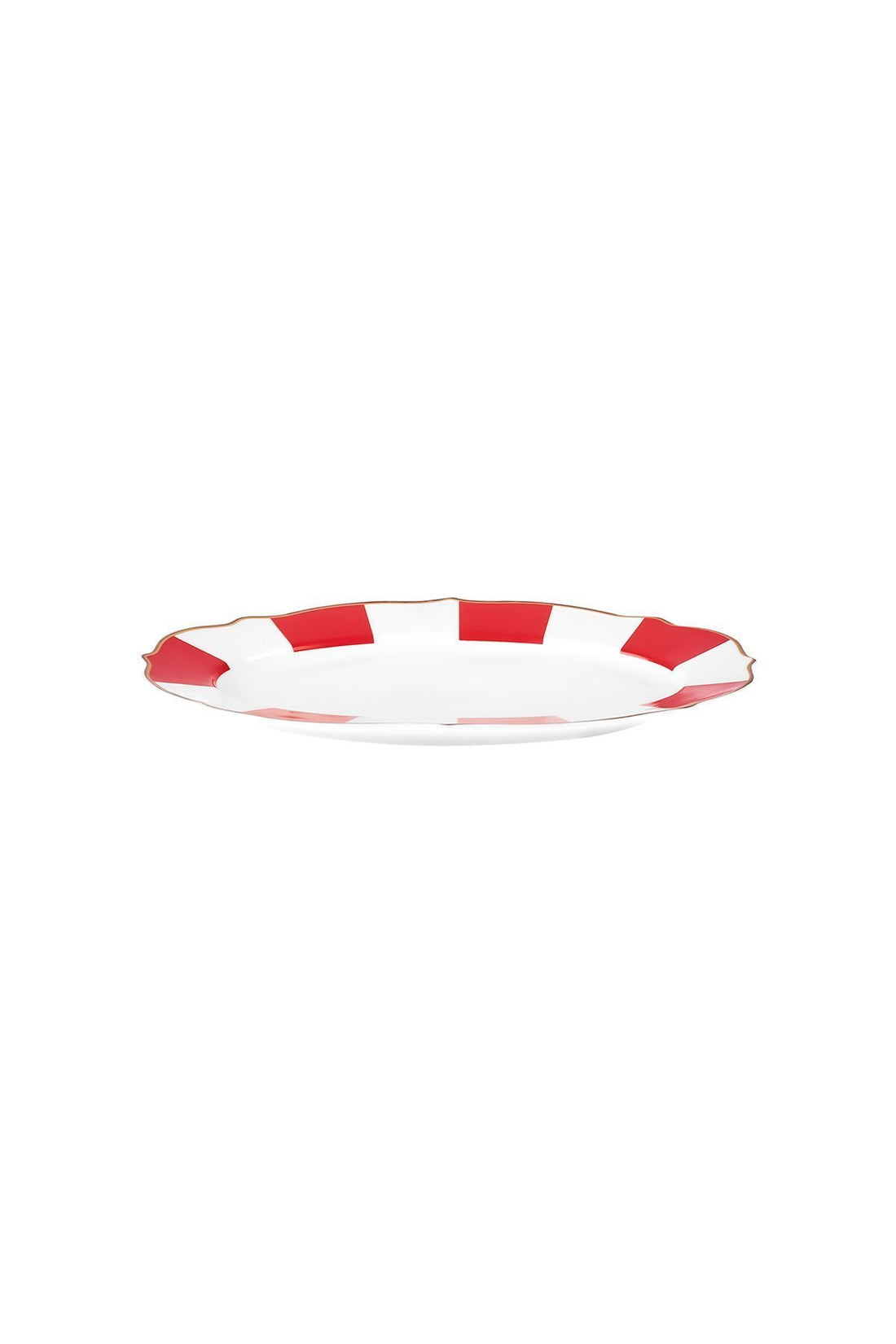 New Romantic Thick Striped Kayak Plate 20 cm Red