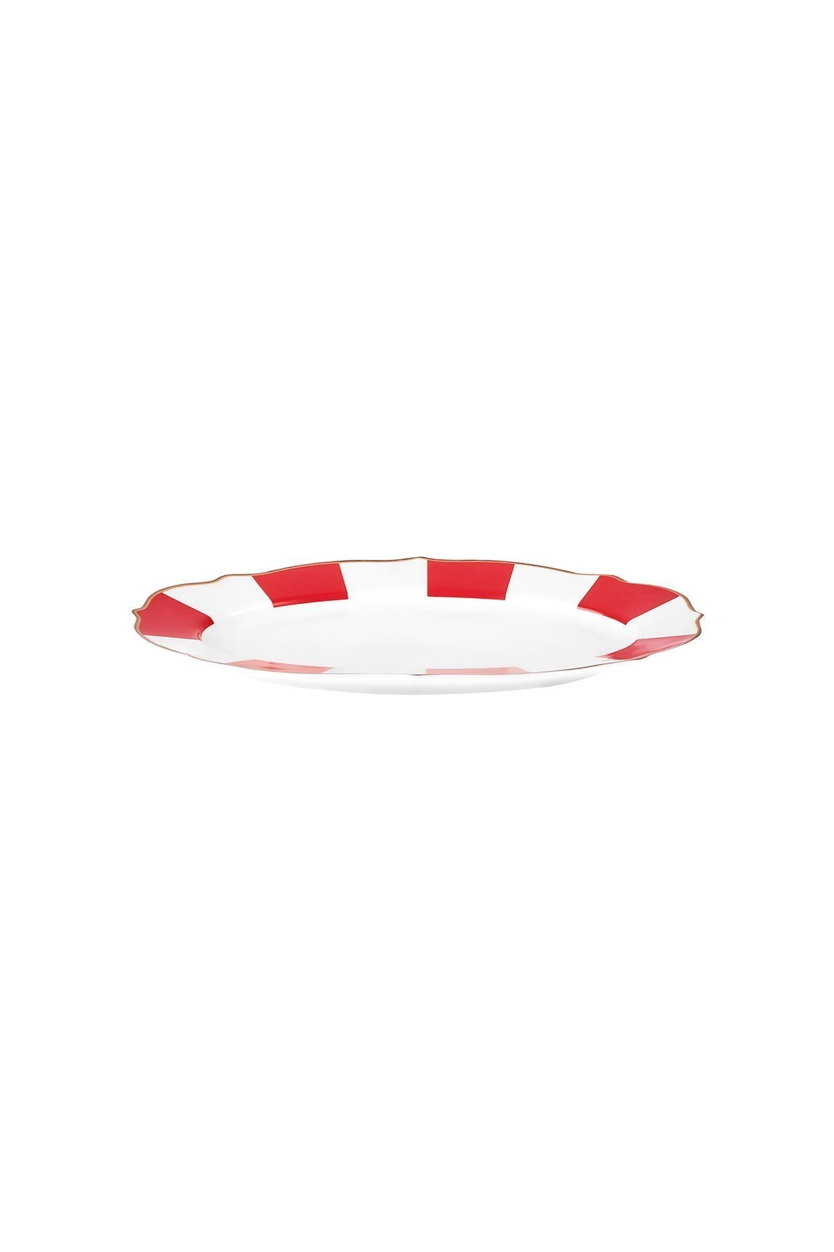 New Romantic Thick Striped Kayak Plate 20 cm Red